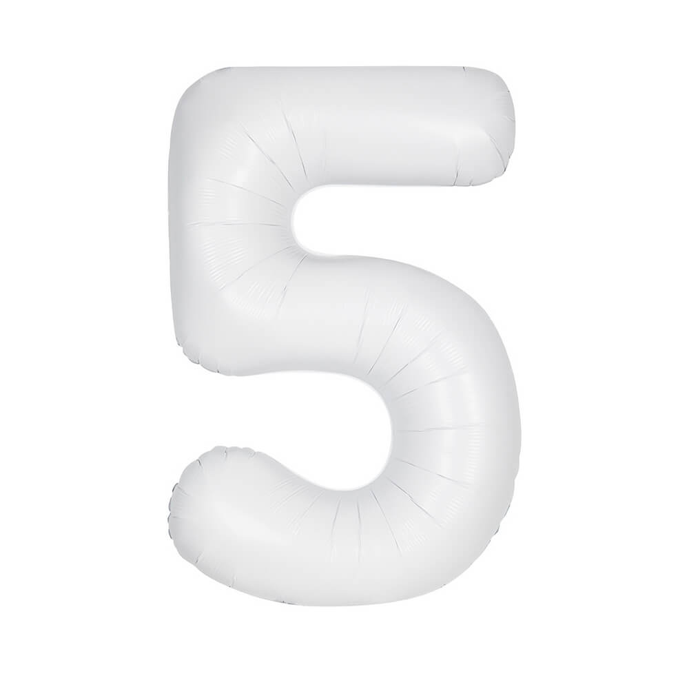 Μπαλόνι αριθμός Νούμερο "5" μεγάλο - Unique - Άσπρο Ματ