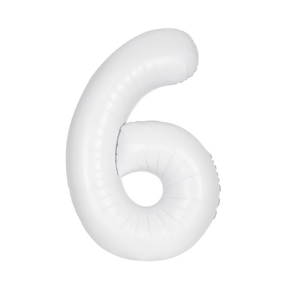 Μπαλόνι αριθμός Νούμερο "6" μεγάλο - Unique - Άσπρο Ματ