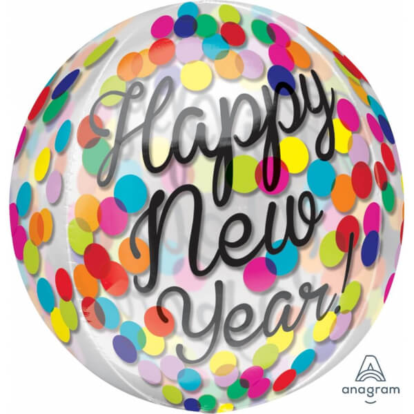 Μπαλόνι Foil ORBZ σφαιρικό "Happy New Year Confetti" 43εκ. - Κωδικός: A33994 - Anagram