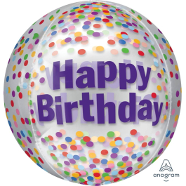 Μπαλόνι Foil ORBZ σφαιρικό "Happy Birthday Funfetti" 43εκ. - Κωδικός: A37836 - Anagram