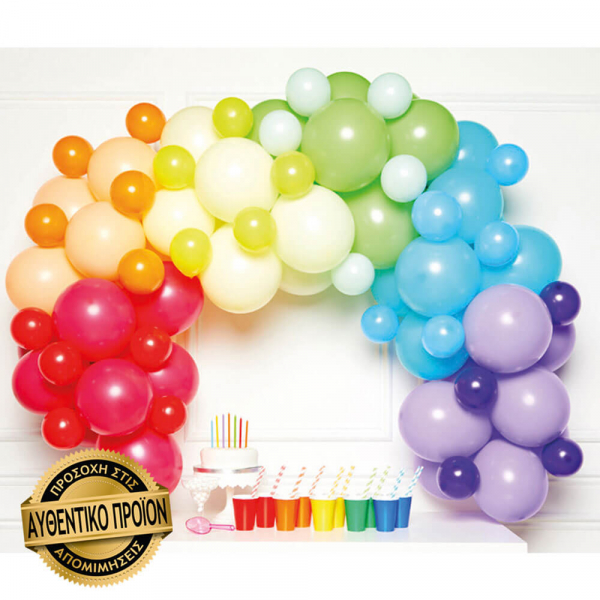 Οργανική Γιρλάντα Μπαλονιών στα χρώματα του Ουράνιου Τόξου - DIY Kit (78 μπαλόνια) - Κωδικός: A9907432