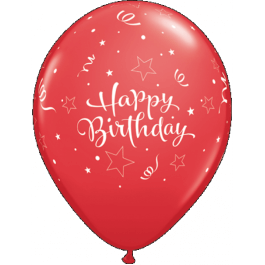Μπαλόνια Latex "Birthday Shinning Star Red" 28εκ. (6 τεμάχια) - Κωδικός: 11155 - Qualatex