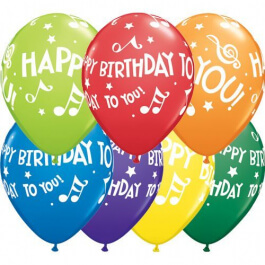 Μπαλόνια Latex "Birthday to You - Music notes" 28εκ. (6 τεμάχια) - Κωδικός: 18461 - Qualatex