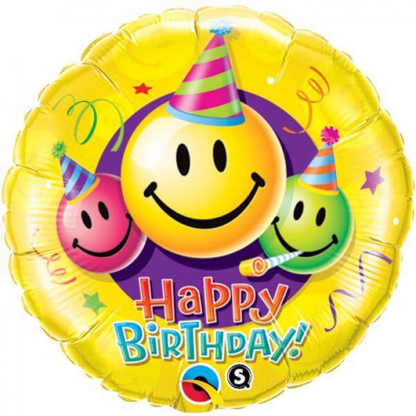 Μπαλόνι Foil "Birthday Smile Faces" 46εκ. - Κωδικός: 29644 - Qualatex
