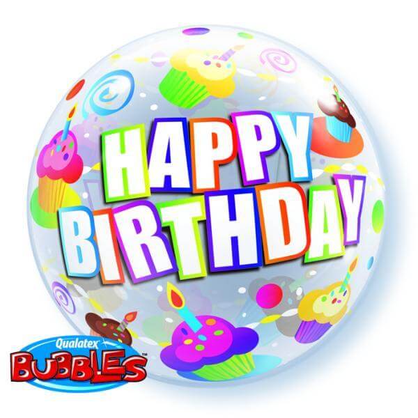 Μπαλόνι Bubble "Birthday Colorful Cupcakes" 56εκ. - Κωδικός: 30799 - Qualatex