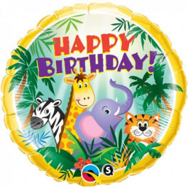 Μπαλόνι Foil "Birthday Jungle Friends" 46εκ. - Κωδικός: 31014 - Qualatex