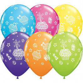 Μπαλόνια Latex "Cupcakes and Presents" 28εκ. (6 τεμάχια) - Κωδικός: 31227 - Qualatex