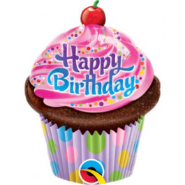 Μπαλόνι Foil μικρό για στικ "Birthday Frosted Cupcake" 35εκ. - Κωδικός: 32935 - Qualatex