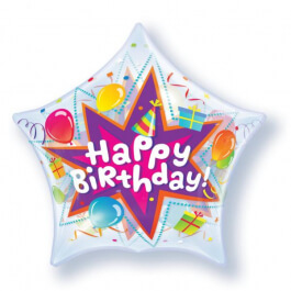 Μπαλόνι Bubble Αστέρι "Birthday Party Blast" 56εκ. - Κωδικός: 36765 - Qualatex