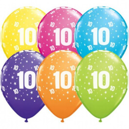 Μπαλόνια Latex "Νούμερο 10" 28εκ. (6 τεμάχια) - Κωδικός: 50848 - Qualatex