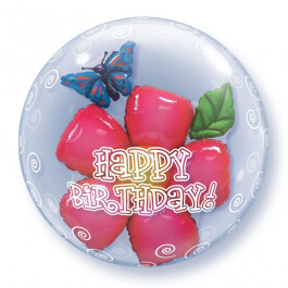 Μπαλόνι Bubble Διπλό "Birthday Flower" 61εκ. - Κωδικός: 68805 - Qualatex