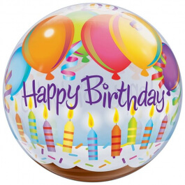 Μπαλόνι Bubble "Birthday Balloons & Candles" 56εκ. - Κωδικός: 25719 - Qualatex