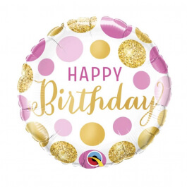 Μπαλόνι Foil "Birthday Pink & Gold Dots" 46εκ. - Κωδικός: 49164 - Qualatex