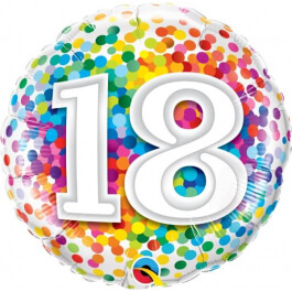 Μπαλόνι Foil "No18 Rainbow Confetti" 46εκ. - Κωδικός: 49502 - Qualatex