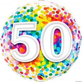 Μπαλόνι Foil "No50 Rainbow Confetti" 46εκ. - Κωδικός: 49543 - Qualatex