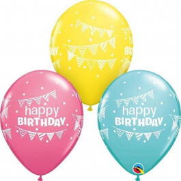 Μπαλόνια Latex "Birthday Pennants and Dots" 28εκ. (6 τεμάχια) - Κωδικός: 50209 - Qualatex
