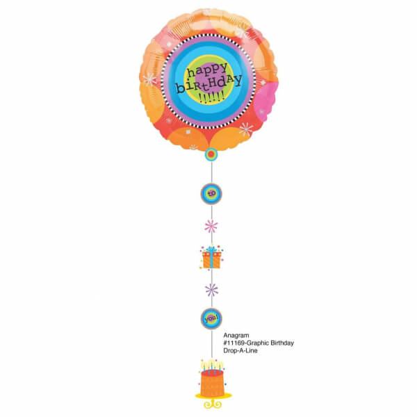 Μπαλόνι Foil Drop A line "Graphic Birthday" - Κωδικός: A1116901 - Anagram