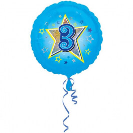 Μπαλόνι Foil "No3 Blue Stars" 46εκ. (ιριδίζον) - Κωδικός: A2953401 - Anagram