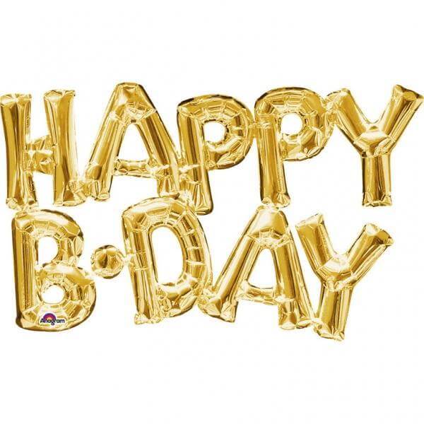 Μπαλόνι Φράση "Happy B-Day" - Anagram - χρυσό - Κωδικός: A3375901 - Anagram