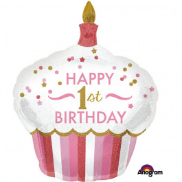Μπαλόνι Foil "1st Birthday Cupcake Girl" 73εκ. x 91εκ. - Κωδικός: A3452201 - Anagram