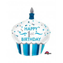Μπαλόνι Foil "1st Birthday Cupcake Boy" 73εκ. x 91εκ. - Κωδικός: A3452301 - Anagram