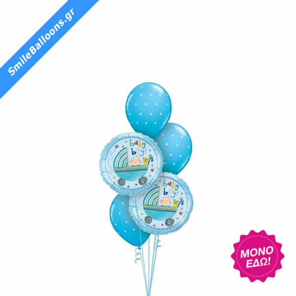 Μπουκέτο μπαλονιών "Baby Blue Christening" - Κωδικός: 9502002 - SmileStore