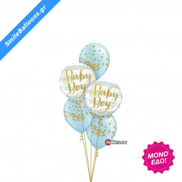 Μπουκέτο μπαλονιών "Pearl Light Blue Baby Confetti Dots" - Κωδικός: 9502028 - SmileStore