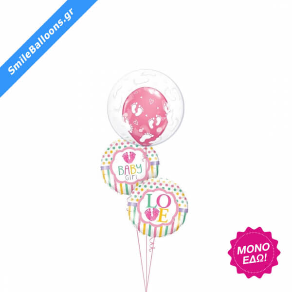 Μπουκέτο μπαλονιών "Pink Footprints" - Κωδικός: 9502035 - SmileStore