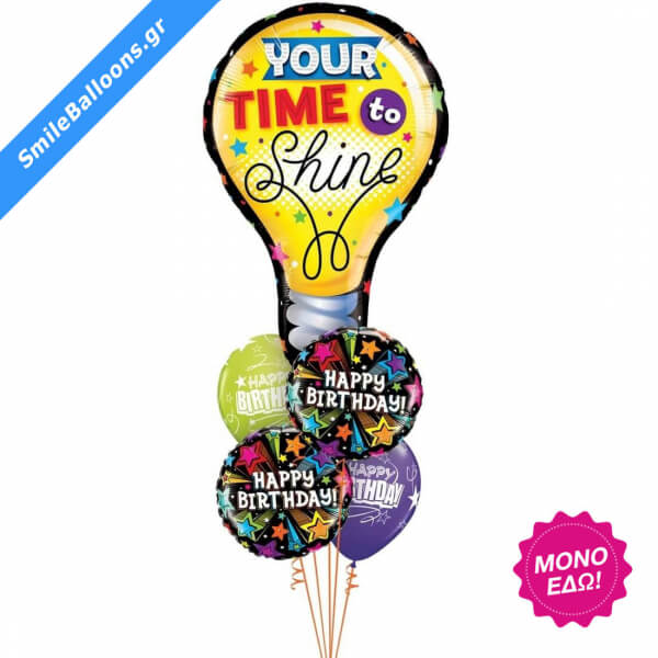 Μπουκέτο μπαλονιών "Shine Brightly Birthday" - Κωδικός: 9503148 - SmileStore