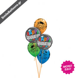 Μπουκέτο μπαλονιών "Graduation Smileys" - Κωδικός: 9511001 - SmileStore