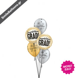 Μπουκέτο μπαλονιών "Glittering Silver Gold Graduation" - Κωδικός: 9511031 - SmileStore