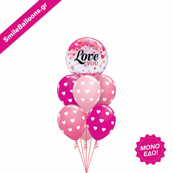 Μπουκέτο μπαλονιών "Bubbling Hearts Valentine" - Κωδικός: 9521009 - SmileStore