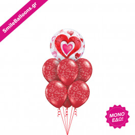 Μπουκέτο μπαλονιών "Red Hearts Filigree Valentine" - Κωδικός: 9521110 - SmileStore