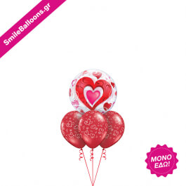 Μπουκέτο μπαλονιών "Ruby Red Hearts Valentine Bubble" - Κωδικός: 9521119 - SmileStore