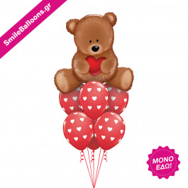 Μπουκέτο μπαλονιών "Teddy Bear Hug" - Κωδικός: 9521136 - SmileStore