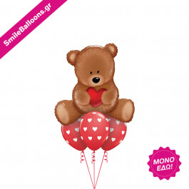 Μπουκέτο μπαλονιών "Teddy Bear Love" - Κωδικός: 9521137 - SmileStore