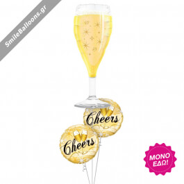 Μπουκέτο μπαλονιών "Cheers Bubbly Glass" - Κωδικός: 9522006 - SmileStore