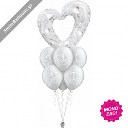Μπουκέτο μπαλονιών "Giant Silver Heart" - Κωδικός: 9522010 - SmileStore