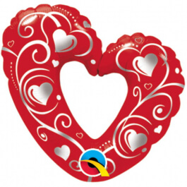 Μπαλόνι Foil Ρακέτα "Hearts And Filigree" 35εκ. - Κωδικός: 40489 - Qualatex