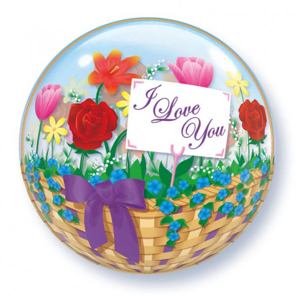 Μπαλόνι Bubble "I Love You Flower Basket" 56εκ. - Κωδικός: 81074 - Qualatex