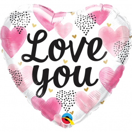 Μπαλόνι Foil "Love You Pink Watercolor Hearts" 46εκ. - Κωδικός: 20988 - Qualatex