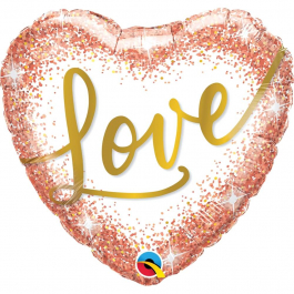 Μπαλόνι Foil "Love Rose Gold Glitter Dots" 46εκ. - Κωδικός: 20944 - Qualatex
