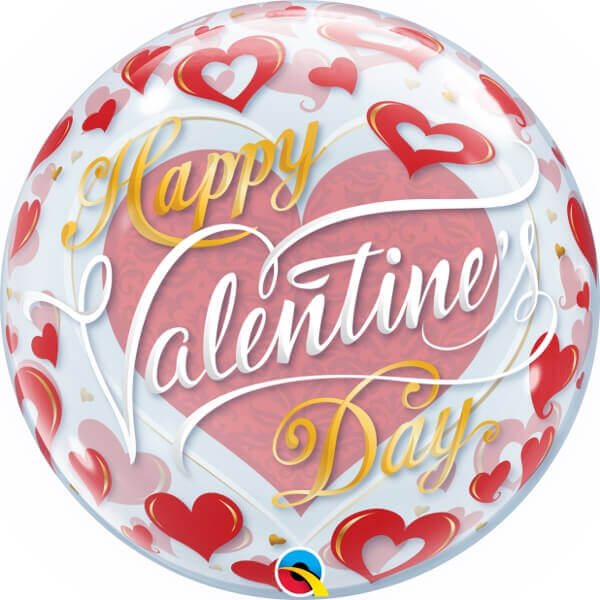 Μπαλόνι Bubble "Valentine's Red Hearts" 56εκ.
