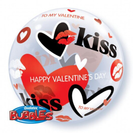 Μπαλόνι Bubble "Kisses & Hearts" 56εκ. - Κωδικός: 27539 - Qualatex