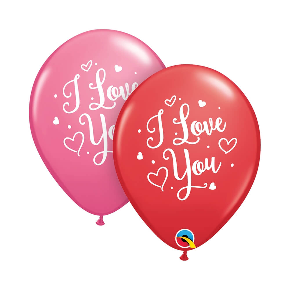Μπαλόνια Latex "I Love You Hearts Script" 28εκ. (6 τεμάχια)