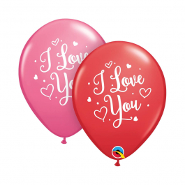 Μπαλόνια Latex "I Love You Hearts Script" 28εκ. (6 τεμάχια) - Κωδικός: 57055 - Qualatex