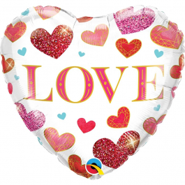 Μπαλόνι Foil "Love Jewel Hearts" 46εκ. - Κωδικός: 97185 - Qualatex