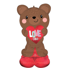 Μπαλόνι AirLoonz "Satin Brown Love Bear" 124εκ. - Κωδικός: A45151 - Anagram
