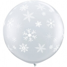 Μπαλόνια Latex γίγας "Διάφανα με χιονονιφάδες" 76εκ. (2 τεμάχια) - Κωδικός: 33533 - Qualatex