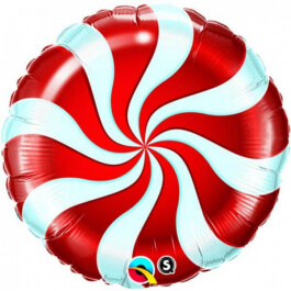Μπαλόνι Foil μικρό για στικ "Candy Swirl Red" 23εκ. - Κωδικός: 50989 - Qualatex